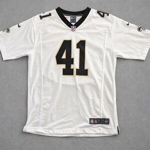 Kids Nike White Kamara Saints Jersey with Black and Gold Details